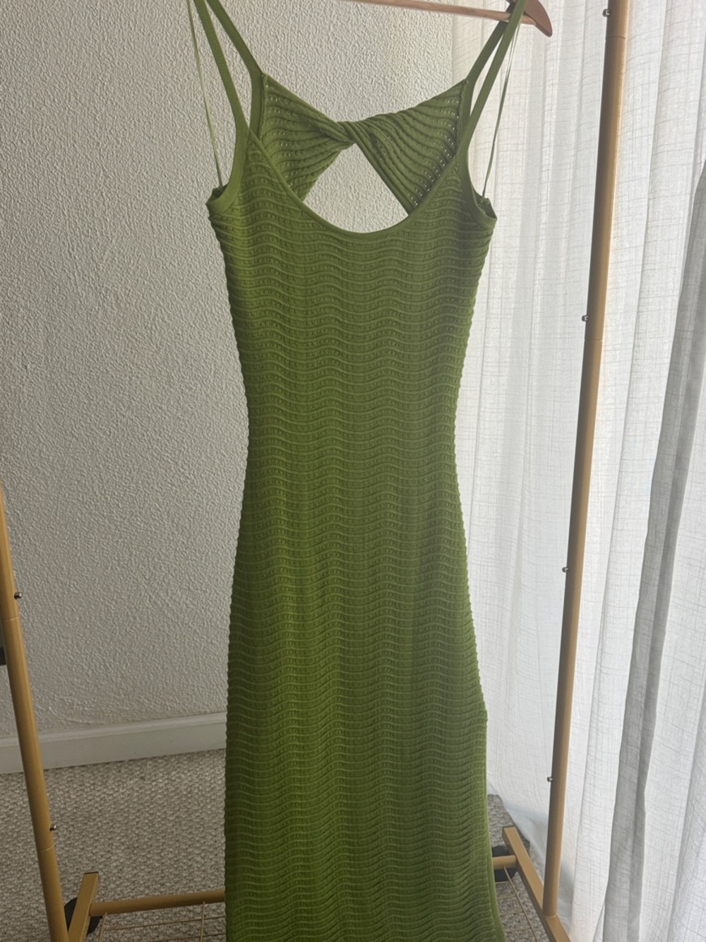 Windsor Olive Knit Maxi Dress with Twist Detail